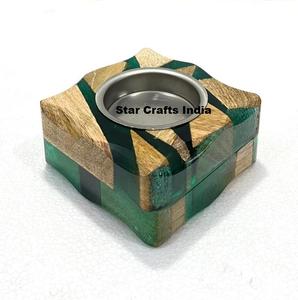 Brûleur d'encens en résine époxy de luxe Dukhoon Mubkhar Design en bois naturel pour les rituels de parfum d'intérieur religieux et les cadeaux du Ramadan - Product Image 6