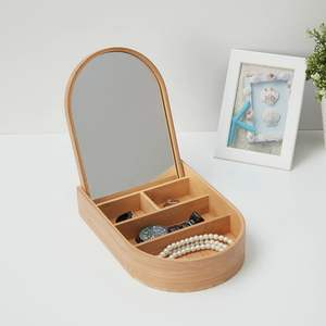 Boîte à bijoux en bois de style moderne personnalisée avec couvercle transparent et miroir pour le rangement de cosmétiques, de rouge à lèvres et de lotion - Product Image 4