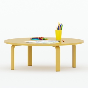 Mesa Redonda Minimalista para Niños para Sentarse en el Suelo 80x80x28cm Madera KGD018 - Product Image 3