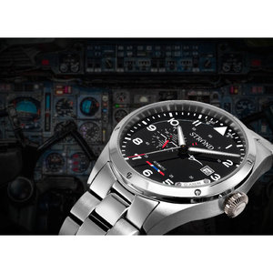 STROND Concorde 24H Montre à remontage manuel bleu marine avec fonction luminescente, mouvement Seiko, cadran 41 mm, verre saphir, étanche 10 bars - Product Image 5