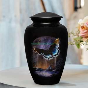 Urnes funéraires Butterfy en métal noir bleu pour cendres humaines Urnes de crémation commémoratives pour adultes Urnes funéraires Fournitures - Product Image 5