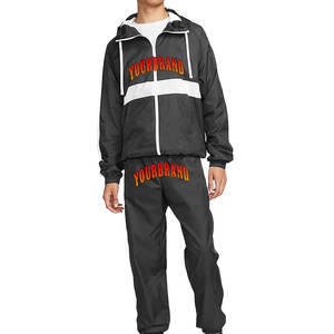 ชุดวอร์มผ้าไนลอนของผู้ชายชุดวอร์ม2ชิ้นกันน้ำชุดวอร์มเสื้อกันลมชุดผ้าต่อสีออกแบบได้ตามต้องการ - Product Image 1