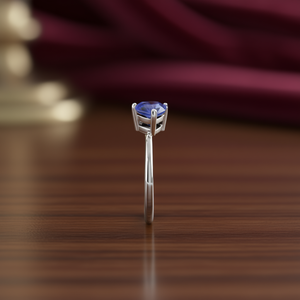 Anello di fidanzamento classico con tanzanite naturale taglio a pera da 0,35 ct, montatura a castone, in argento sterling 925 - Product Image 3