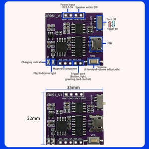 USB tải về âm thanh mô-đun nút di động pin cho âm nhạc chơi DIY âm thanh mô-đun bằng cảm biến ánh sáng hoặc push <span class=keywords><strong>button</strong></span> điều khiển - Product Image 3