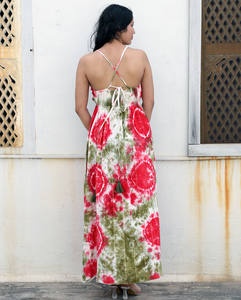 Ropa de playa de verano para mujer, diseñador de rayón, Espalda descubierta, espagueti, cuello Halter, largo Floral, tinte de corbata, Maxi vestido sin mangas y sin espalda - Product Image 2
