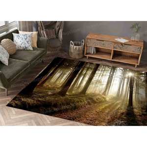 Tapis Misty Rugs Sunset, cadeau pour lui, tapis Forest Path At Sunset, tapis gobelin - Product Image 1