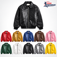 Blouson universitaire en cuir noir pour homme avec logo personnalisé, blouson bomber d'hiver, poignets en tricot côtelé, vêtements de rue, vestes en cuir OEM