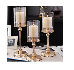 Стильный металлический фонарь с высококачественной стеклянной чашкой, новейший садовый Настольный Декор для дома и свадьбы, недорогие свечи