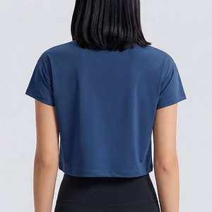 Hot Selling Premium Quality Solid Color Crew <b>Neck</b> Crop <b>Top</b> Fit T-Shirt Custom Printing logo Hip Hop style Women's T-Shirt - Product Image 6