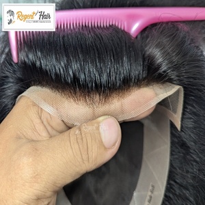 Nuevo Premium REGENT Indian Remy Hair Mono FL Man's Toupee 100% Trama atada a mano Cabello humano Onda natural Recto Venta al por mayor Stock - Product Image 5