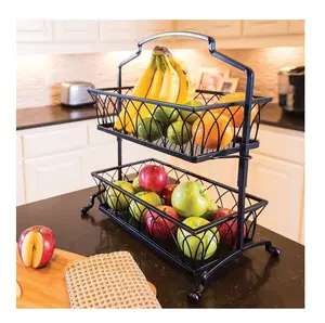 Encimera de alta calidad, cesta de alambre de almacenamiento de Metal para frutas y verduras, cesta de compras de malla de almacenamiento, cesta de compras de Metal con H