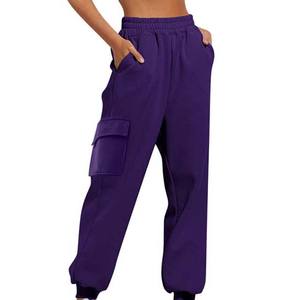 Joggers atléticos personalizados Pantalones de chándal para mujer Precio al por mayor Pantalones de cintura alta lisos de gran tamaño con estampado de logotipo personalizado - Product Image 6