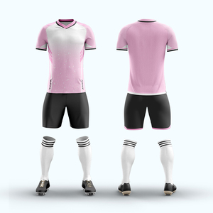 เสื้อฟุตบอลสีชมพูใส่ได้ทั้งชายและหญิงผ้าโพลีเอสเตอร์แบบ100% แห้งเร็วชุดพิมพ์ลายว่างเปล่าตำแหน่งโลโก้ด้านหน้าสำหรับนักฟุตบอล - Product Image 2