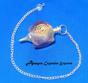 Derniers pendules Orgone Agate Améthyste Pentagone Ohm avec chaîne Pendules de vente chaude de meilleure qualité du fabricant direct - Product Image 3