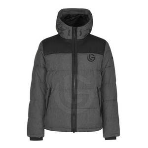 แจ็คเก็ตพัฟเฟอร์ผู้ชายแบบมีฮู้ด สกรีนโลโก้ตามสั่ง ขายส่ง ผลิตจากโพลีเอสเตอร์ 100% กันน้ำ คุณภาพสูง สำหรับฤดูหนาว - Product Image 1