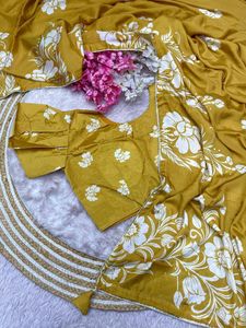 Bollywood Style léger lin Saree avec Dupatta Designer indien ethnique tenue pour adultes fête porter une robe culturelle 2025 - Product Image 2