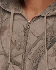 Sudadera con capucha unisex de camuflaje con cremallera, de algodón grueso y forro polar, estilo casual para exteriores, con capucha con cordón y bolsillos frontales, OEM - Product Image 4