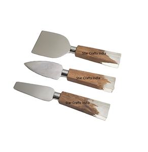 Atest-tensilas hechas de esin, mango recreativo y Teel plateado, juego de cuchillos de queso - Product Image 1