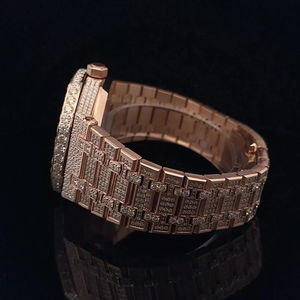 Diseño clásico logotipo personalizado Hip Hop busto abajo Iced Out Lab Grown Diamond reloj de acero inoxidable para precio al por mayor - Product Image 4