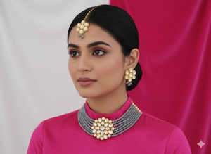 Hermoso Collar de Gargantilla de 7 Capas con Cuentas Étnicas de Estilo Antiguo, Pulido Dorado Intenso, Piedras Kundan Blancas, Ideal para Fiestas - Product Image 3