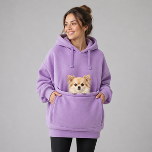 OEM Custom Lilac Oversized Fleece Pet Carrier <b>Hoodie</b> Kangaroo Pouch Cat <b>Dog</b> Holder Sweatshirt Wholesale Unisex S-5XL Pullover - Product Image 4