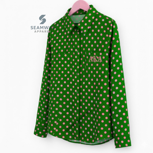 Camisa Formal de Negocios con Botones para Mujer Alpha Kappa Alpha Sorority, Camisa Griega con Cuello y Botones Delanteros - Product Image 3