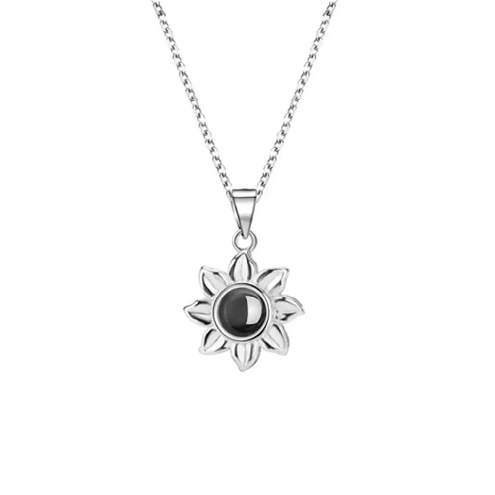 fashion jewelry necklaces personalised custom photo projection necklace 100 Language love you sunflower necklaces for women