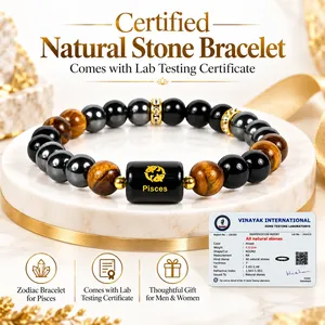 Bracelet Zodiac certifié triple protection, perles de cristal naturel de 8 mm avec breloque Zodiac pour hommes et femmes - Product Image 6