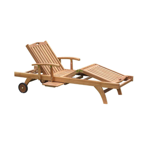 Tumbona de madera para uso en Villa al aire libre Richmond Teak Armless Tumbona con reposabrazos súper cómodos Durable y elegante para hoteles - Product Image 2