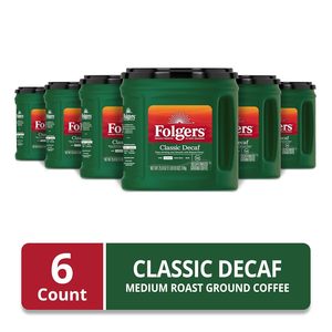 Café Molido Descafeinado Clásico Folgers, Tueste Medio, Lata de 25.9 Onzas (Paquete de 6) - Product Image 2