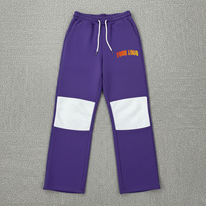 Pantalones de hombre holgados y rectos de algodón 100 % de dos colores, muy vendidos, con logotipo bordado personalizado, estilo hip hop, streetwear, pantalones deportivos anchos para hombre - Product Image 1
