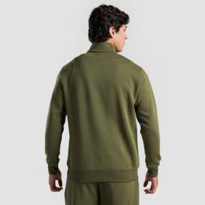 Sudadera Axis Olive con media cremallera, tejido French Terry, corte regular, diseño de patchwork serigrafiado y capucha bordada - Product Image 2