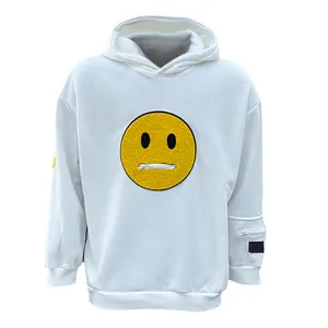 Sudadera con capucha con bordado de toalla de algodón para hombre, jersey en blanco con bolsillo de parche de chenilla, sudaderas con capucha informales lisas de Fugenic Industries