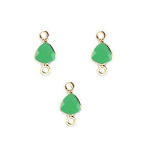 6mm Trillion Forme Facettes Coupe Vert Calcédoine Lunette Connecteur Or Vermeil 925 Sterling Silver Gemstone Rhodium pour Cadeaux - Product Image 1