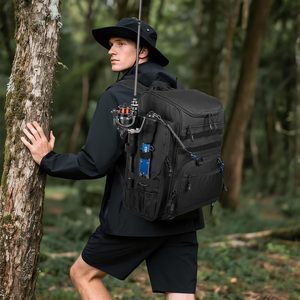 Hot Selling Fishing Backpack with 2 Rod Holders <b>Tackle</b> <b>Box</b>, 41/25L Water-resistant Fishing <b>Tackle</b> Bag Storage Fishing Gear - Product Image 6