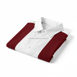 Camisa Casual de Verano para Hombre, Color Granate y Blanco, Cuello Cubano, Transpirable, Estilo Retro, con Botones - Product Image 6