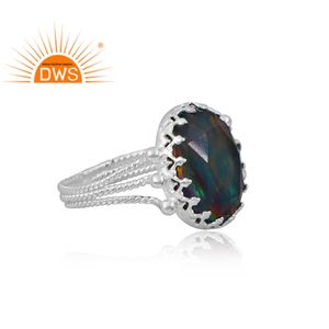 Dernière vente bague en argent sterling 925 avec opale d'aurore naturelle rouge vert fabricant de bijoux personnalisés - Product Image 4