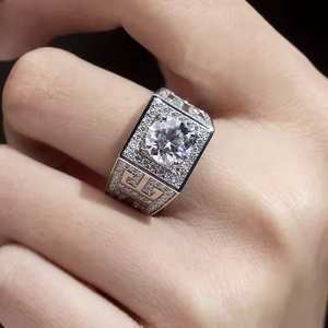 Custom Design Luxury Full Diamond <b>Men</b> Engagement <b>Ring</b> <b>18K</b> White <b>Gold</b> Moissanite <b>Ring</b> - Product Image 6