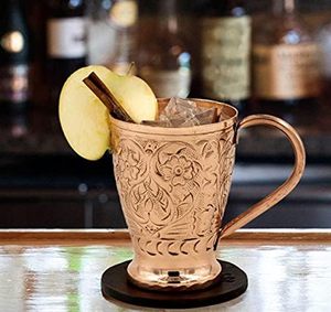 Mug à Moscow Mule en cuivre Divris, finition martelée artisanale, poignée soudée, design vintage, grande capacité, pour la maison/les fêtes, en stock - Product Image 2