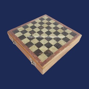 Juego de Tablero de Ajedrez de Madera Natural Hecho a Mano, Moneda de Ajedrez de Piedra y Juego de Mesa de Piedra Pulida para Niños, Novedad - Product Image 3