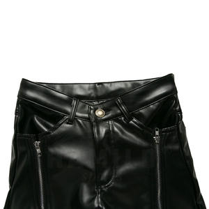 Pantalones de cuero con estampado de logotipo personalizado, pantalones de cuero para hombre, pantalones negros de cuero de cintura alta Real para hombre - Product Image 5