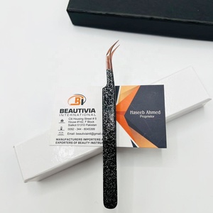 แหนบขนตาปลอมปลายพลาสมาปลายแหลมพร้อมกลิตเตอร์สีเงินทำจากสเตนเลสออกแบบโลโก้ได้ตามต้องการ - Product Image 4