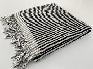 Serviette de bain Hammam Peshtemal carrée en coton biologique turc 100% tissé à la main à rayures imprimées Multi-usages 90x180cm 900gr - Product Image 4