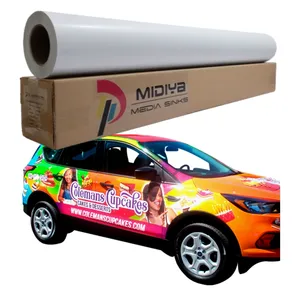 無料サンプルエコ溶剤ビニールステッカーロール広告素材光沢印刷可能自己粘着ビニール車用