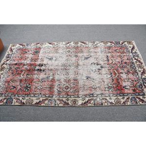 พรมลายตุรกีขนาด 3.37x6 ฟุต สีแดงน้ำเงินลายทางวินเทจ ทำจากขนสัตว์ - Product Image 4