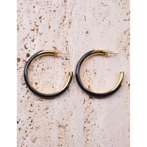YXQ E430 crema colore acciaio inox + smalto moda orecchini a cerchio - Product Image 6