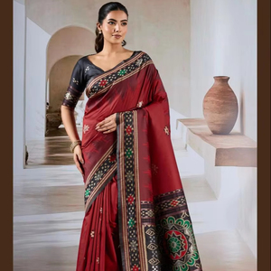 Saree Zari en soie de créateur, tissage traditionnel pakistanais, tenue de fête de mariage pour femmes pakistanaises indiennes - Product Image 1