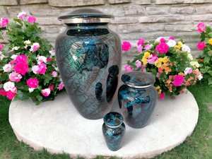 Urnes funéraires en aluminium de couleur bleu océan magnifique avec une finition bleu serein, articles funéraires pour les corps humains - Product Image 2