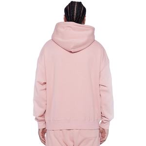 Sweats à capuche pour hommes en molleton de coton de haute qualité avec manches longues et impression en relief couleur unie grandes et grandes tailles sweat à capuche épais - Product Image 2