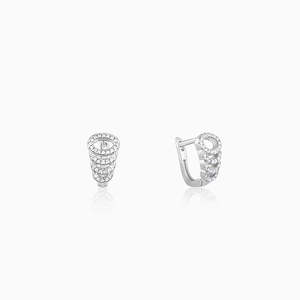 Elegant <b>Silver</b> Zircon Loop <b>Earrings</b> Rhodium Plated <b>Huggie</b> <b>Hoop</b> Styles Trendy Religious Design Platinum Gold Rose Gold-for Gift - Product Image 1